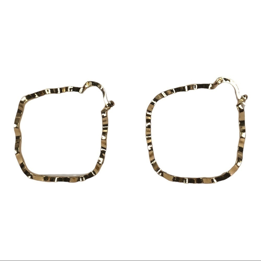 Gold Hoop Wave Earrings